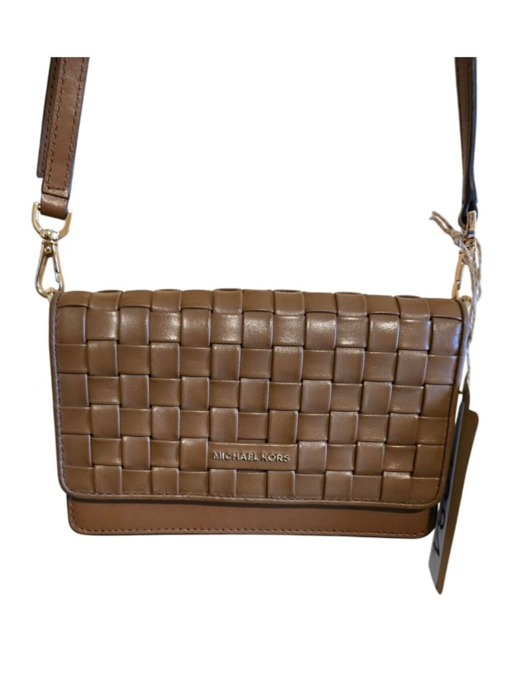 Michael Kors Woven Crossbody Leather Bag With Adjustable Strap